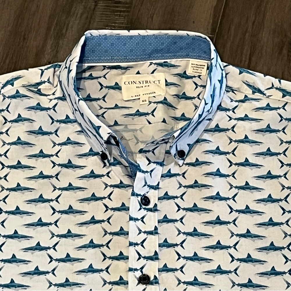 Con.Struct Shark Button-Down Collared Shirt - Size XL